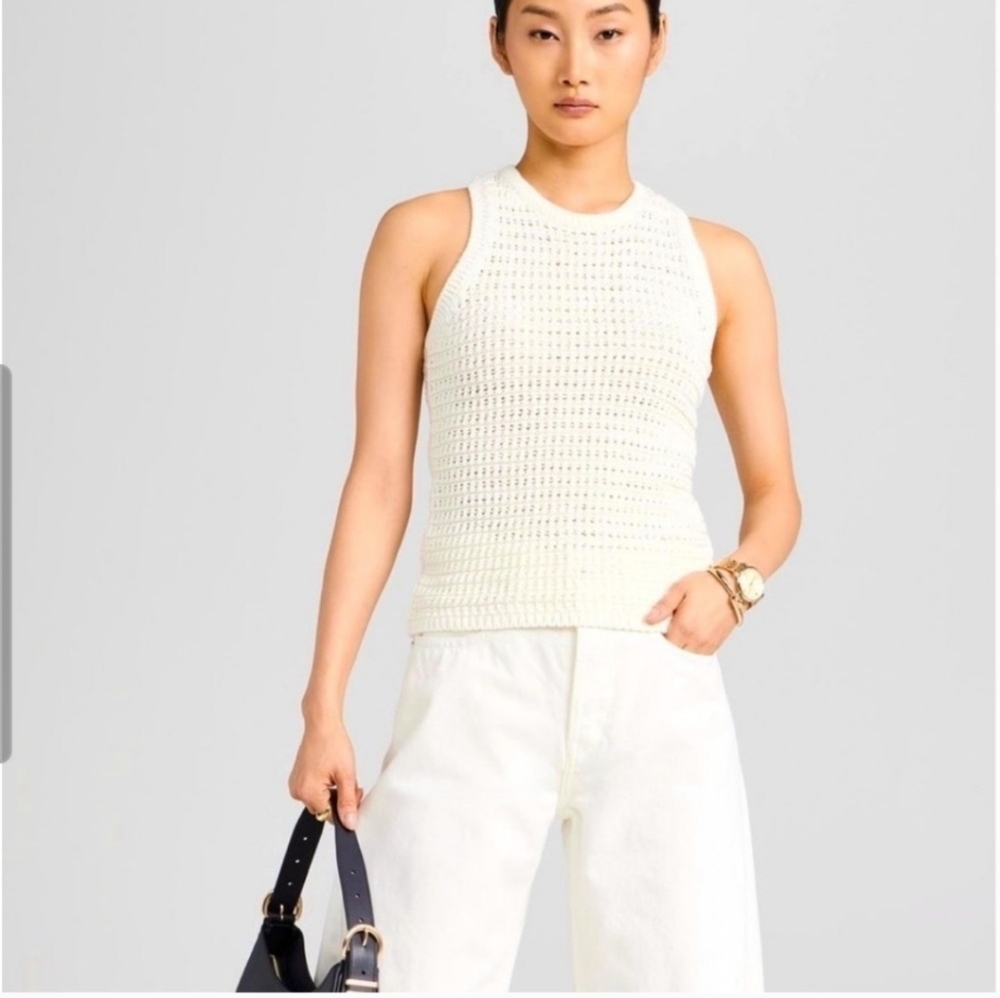 NWT Madewell Crochet-Knit Crewneck Sweater Tank Size S
